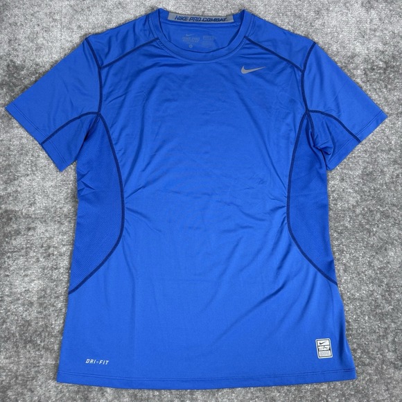 Nike Other - Nike Pro Combat Shirt Men's Large Blue Fitted Short Sleeve